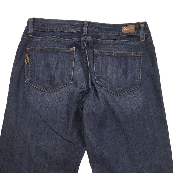 Paige Peg Skinny Jeans 27 Womens Noah Dark Wash Stretch Faded Knees Made in USA - Picture 10 of 11